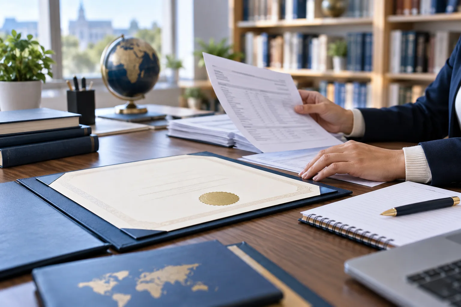 Professional reviewing international academic credentials